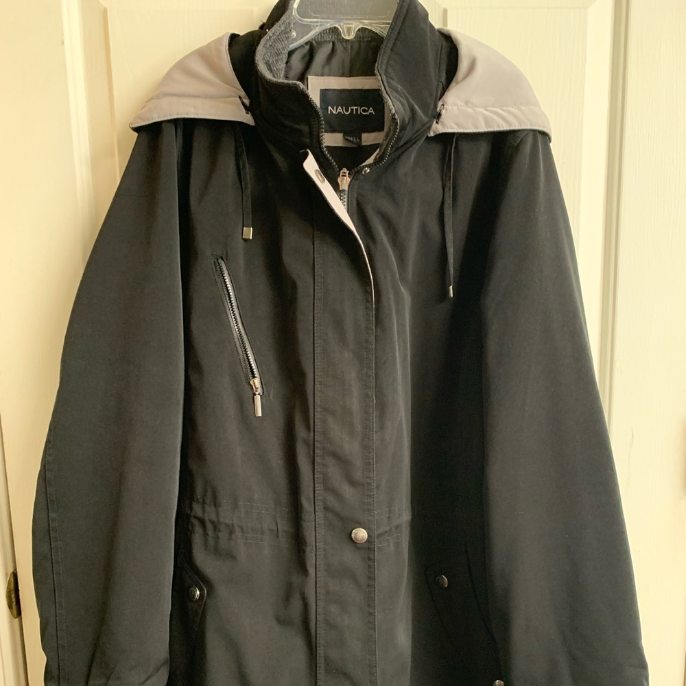 Nautica Black Hooded coat.